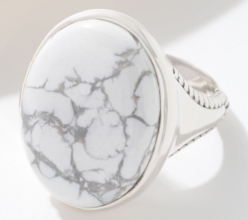 American West Bold Oval Gemstone Bezel Set Ring, Sterling Silver — Main view