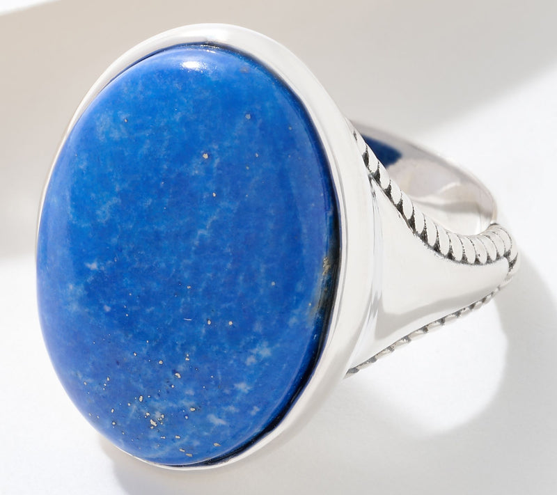American West Bold Oval Gemstone Bezel Set Ring, Sterling Silver — View 18