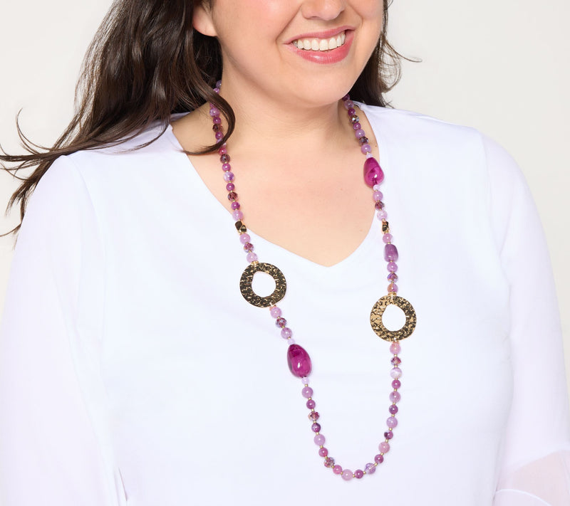 Susan Graver Long Beaded Statement Necklace — View 5