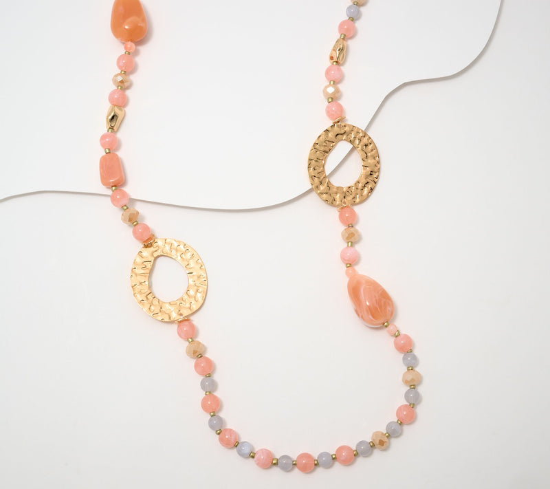 Susan Graver Long Beaded Statement Necklace — View 9