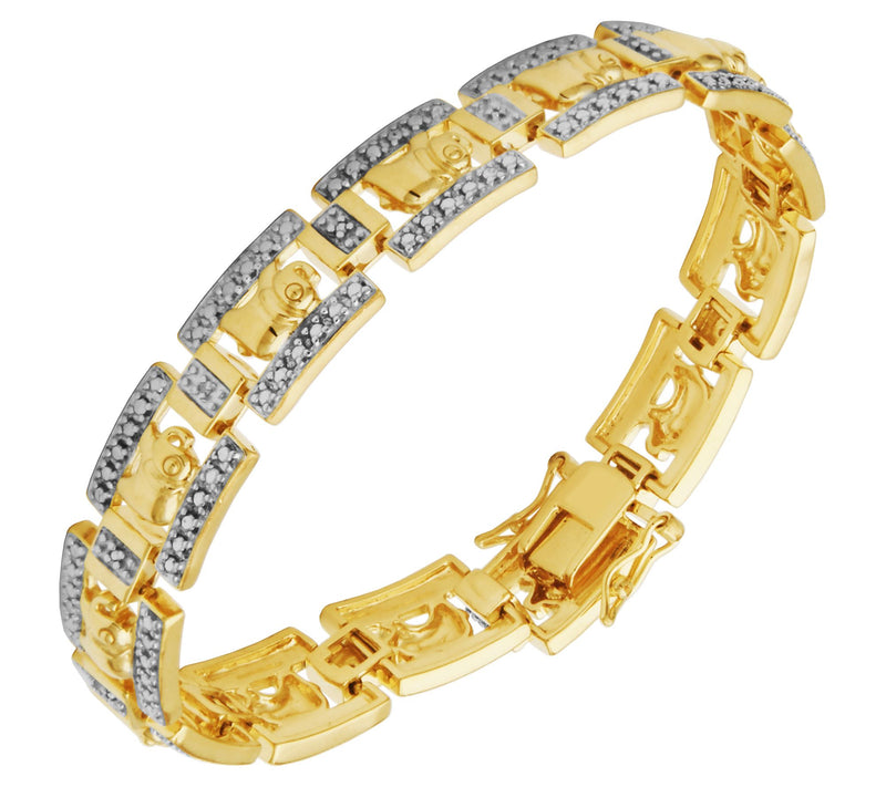 18K Gold Plated Diamond Accent Elephant Bracelet — View 2
