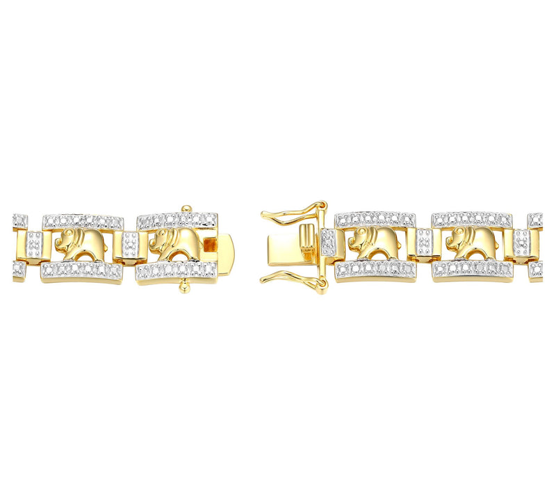 18K Gold Plated Diamond Accent Elephant Bracelet — View 7