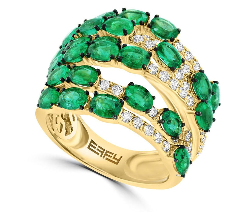 Effy Emerald & Diamond Ring, 14K Gold — Main view