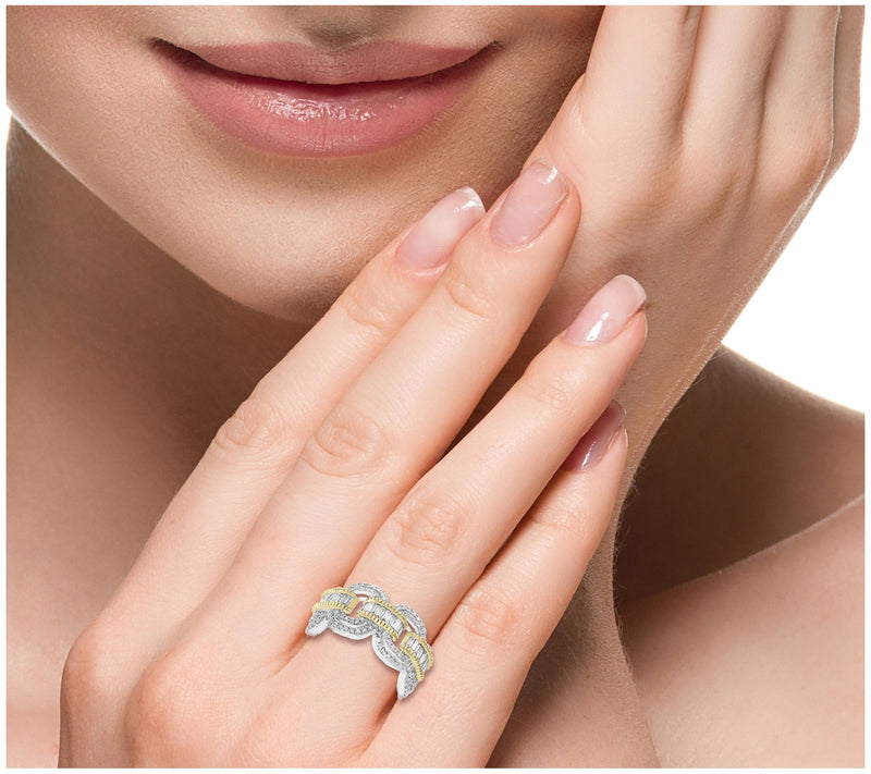 Effy 0.70 cttw Two-Tone Diamond Ring, 14K Gold — View 2