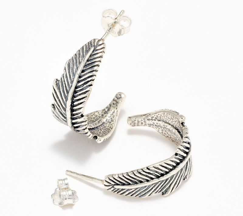 Or Paz Two-Tone or Silver Leaf Earrings, Sterling Silver — View 2