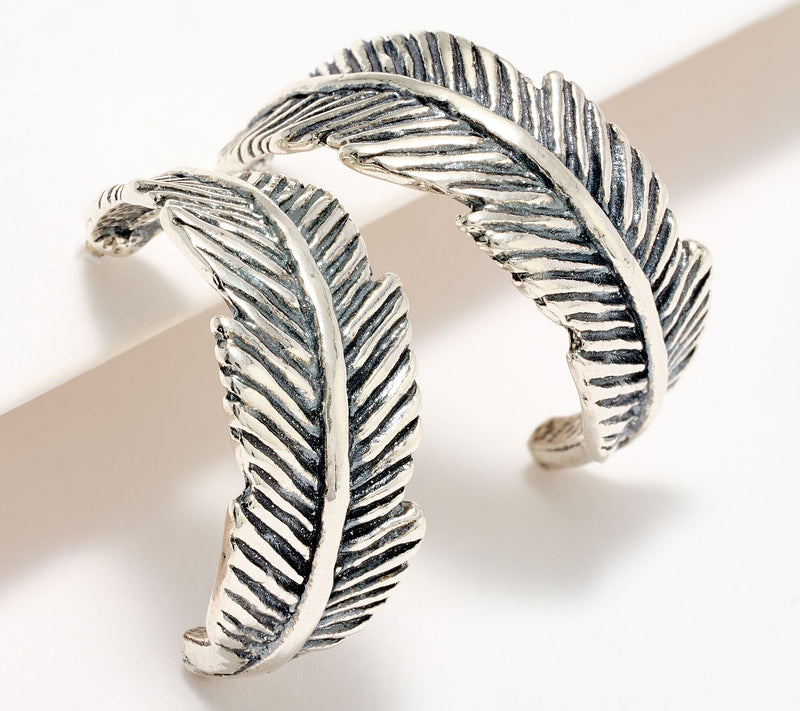 Or Paz Two-Tone or Silver Leaf Earrings, Sterling Silver — Main view