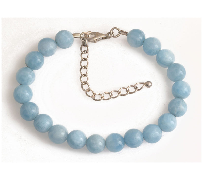 Sterling Silver Milky Aquamarine Bead Bracelet — Main view