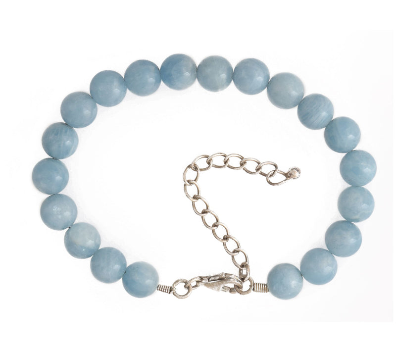 Sterling Silver Milky Aquamarine Bead Bracelet — View 4