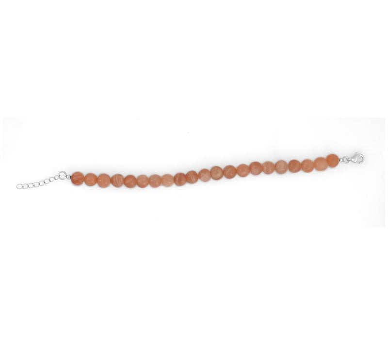 Sterling Silver Pink Moonstone Bead Bracelet — View 5