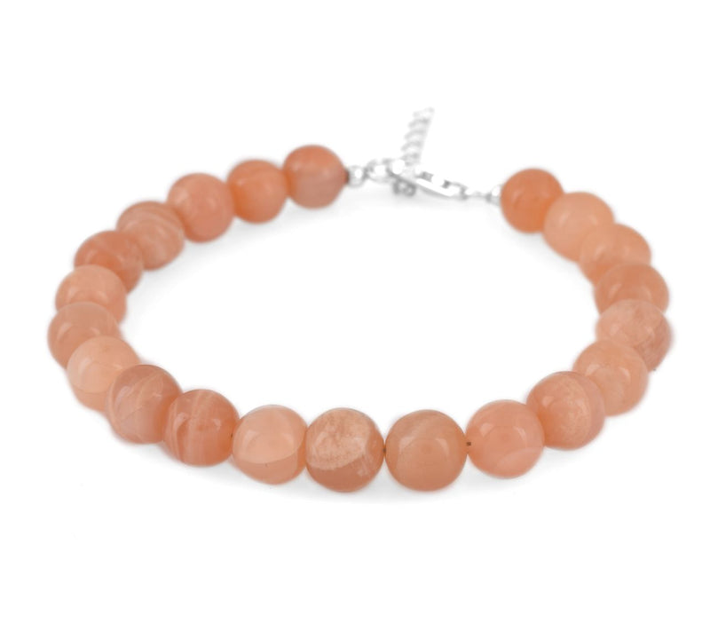 Sterling Silver Pink Moonstone Bead Bracelet — View 4