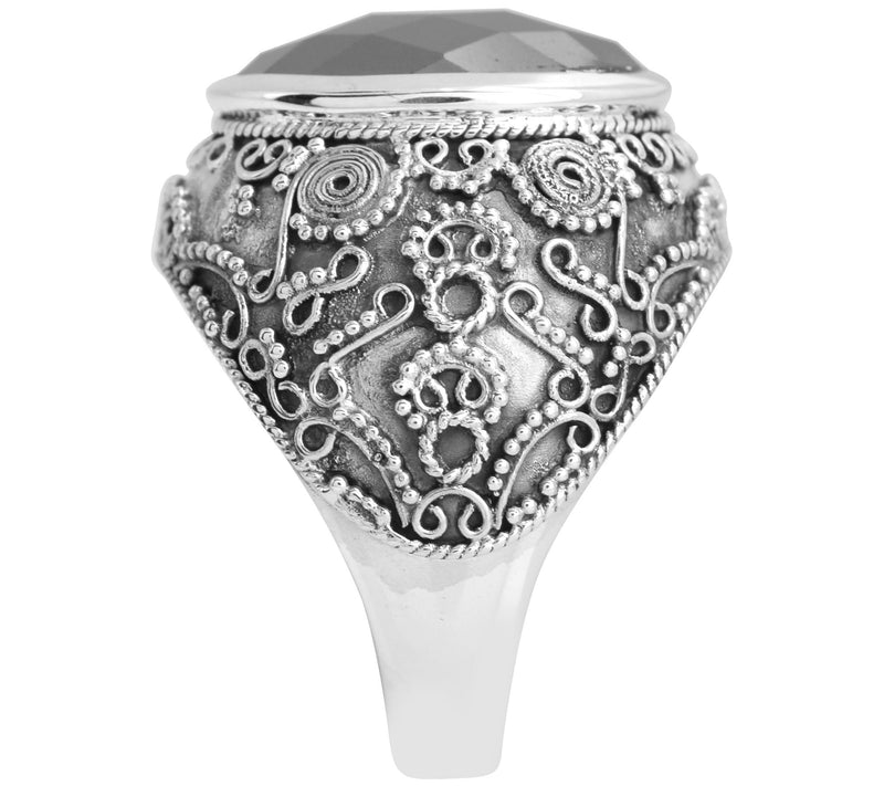 Artisan Crafted Sterling Silver Hematite Solitaire Ring — View 3