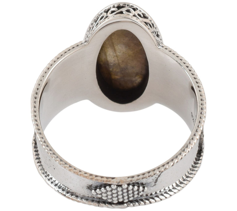 Artisan Crafted Sterling Silver Labradorite Oxidized Ring — View 3
