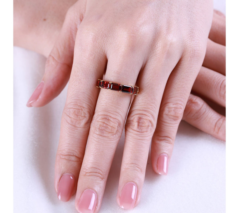 Elyse Ryan 14K Gold Clad Garnet Band Ring — View 5
