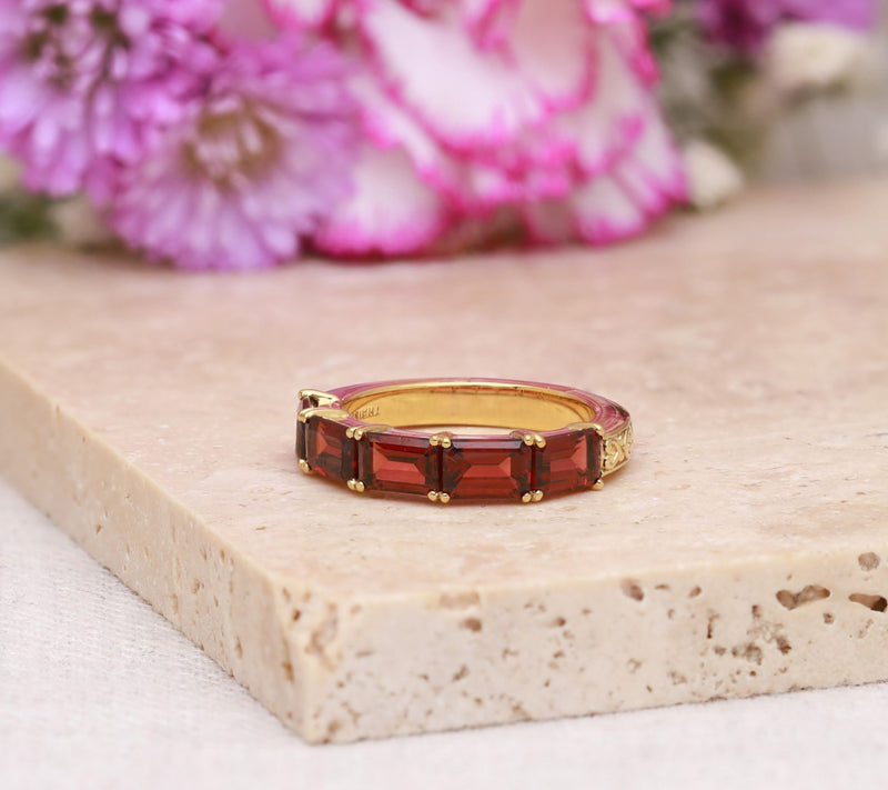 Elyse Ryan 14K Gold Clad Garnet Band Ring — View 4