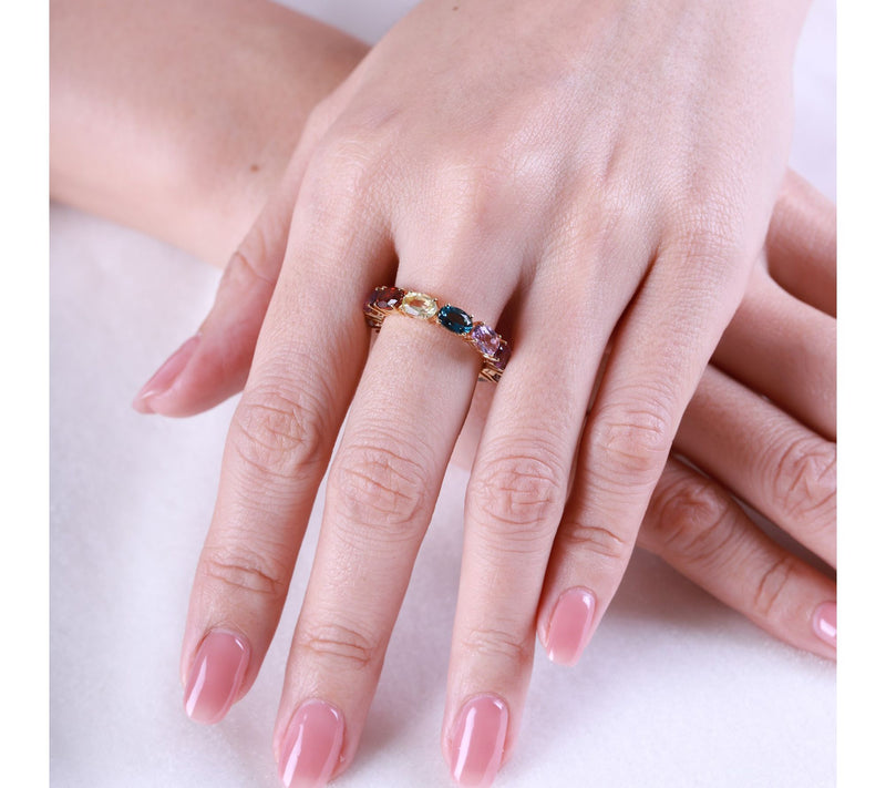 Elyse Ryan 14K Gold Clad Multi-Gemstone Eternity Band Ring — View 5