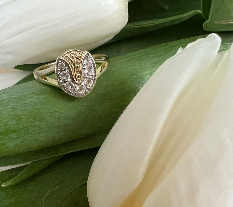 Goddaughters 14K Gold Clad White Topaz Tulip Ring — View 5