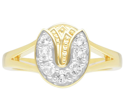 Goddaughters 14K Gold Clad White Topaz Tulip Ring