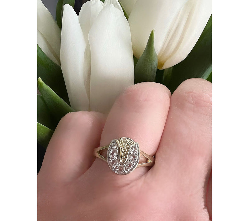 Goddaughters 14K Gold Clad White Topaz Tulip Ring — View 6