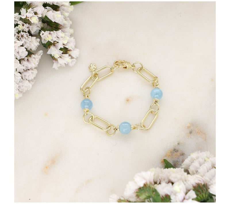 Ariva Silver 18K Clad Paperclip Gemstone Station Bracelet — View 4