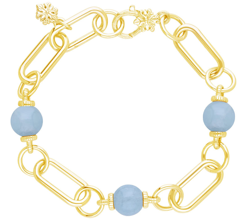 Ariva Silver 18K Clad Paperclip Gemstone Station Bracelet — View 9