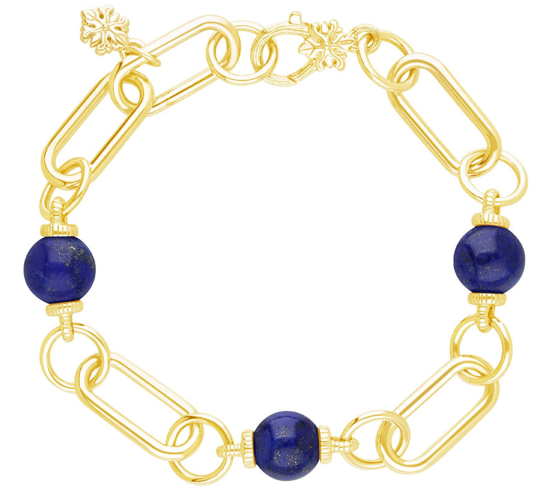 Ariva Silver 18K Clad Paperclip Gemstone Station Bracelet — View 11