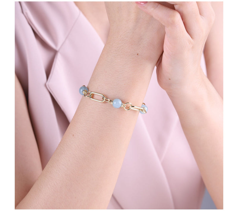 Ariva Silver 18K Clad Paperclip Gemstone Station Bracelet — View 5