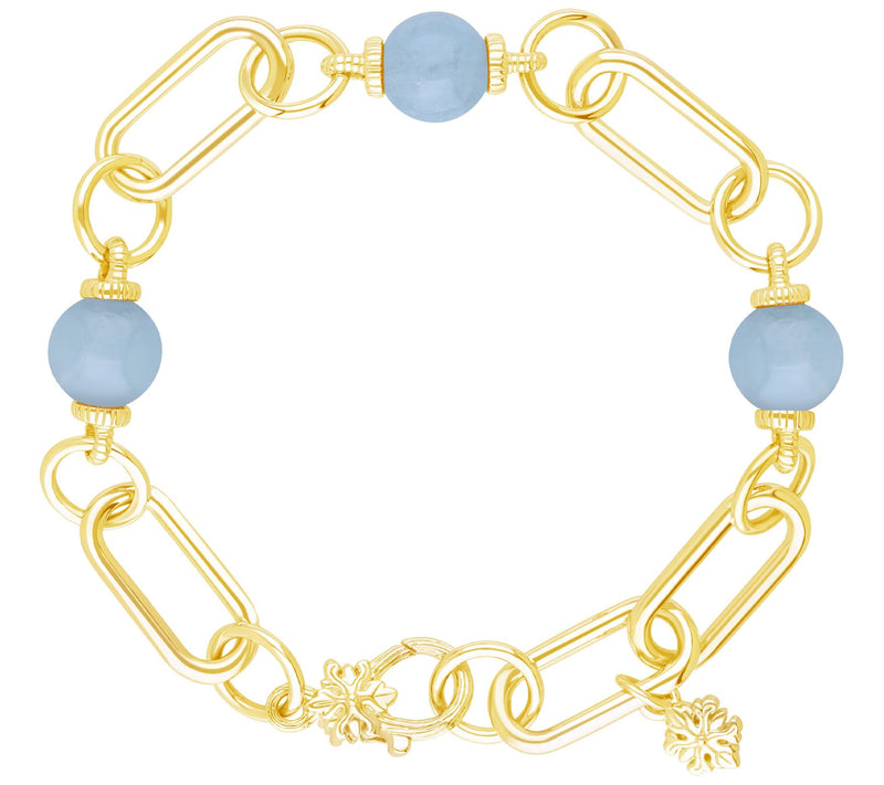 Ariva Silver 18K Clad Paperclip Gemstone Station Bracelet — View 2