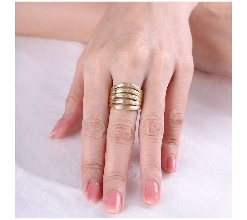 Ariva Silver 18K Clad Silk Open Band Ring — View 5