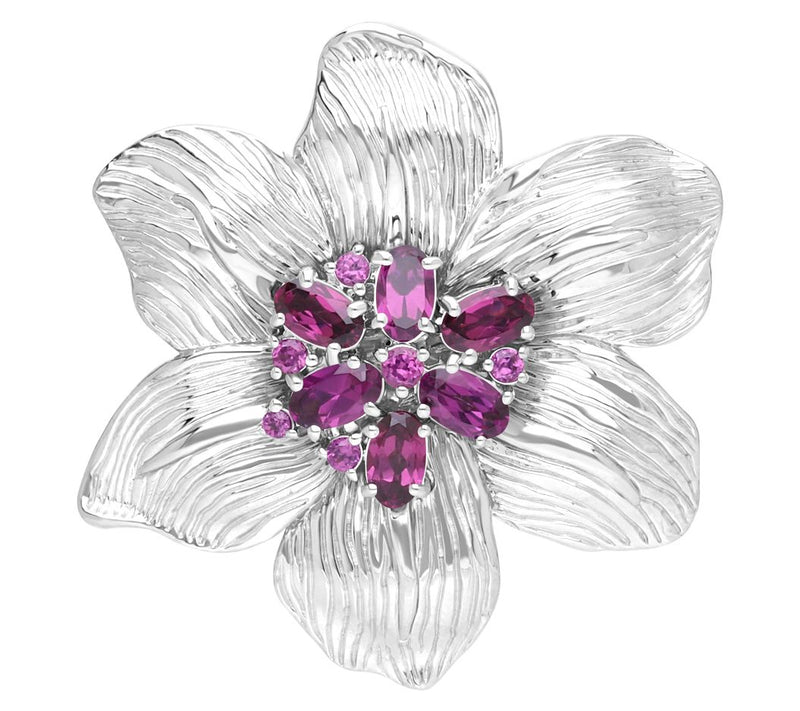 Ariva Sterling Silver Rhodolite Lily Pin Pendan t — Main view