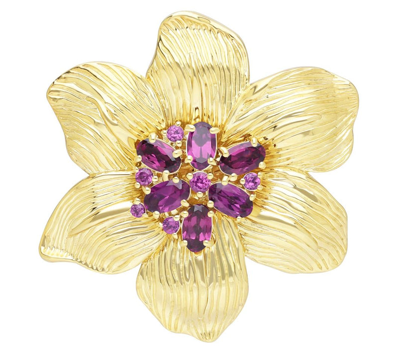 Ariva Sterling Silver Rhodolite Lily Pin Pendan t — View 11
