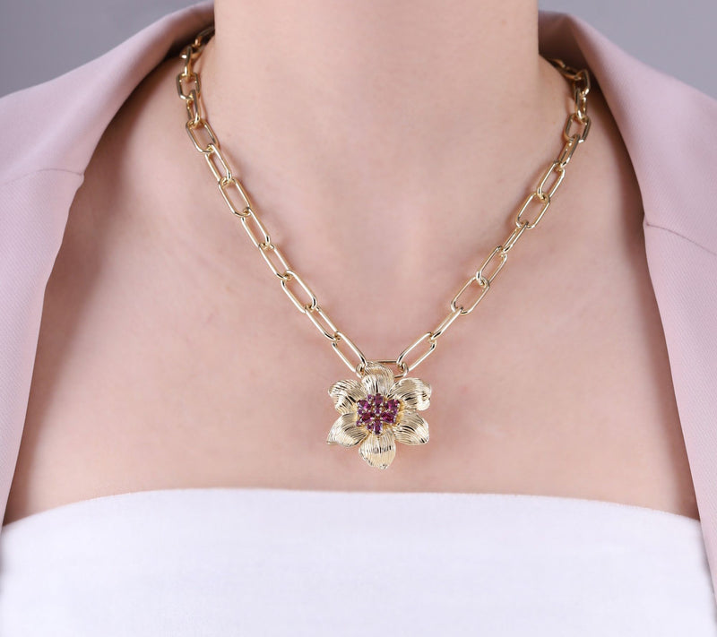 Ariva Sterling Silver Rhodolite Lily Pin Pendan t — View 5