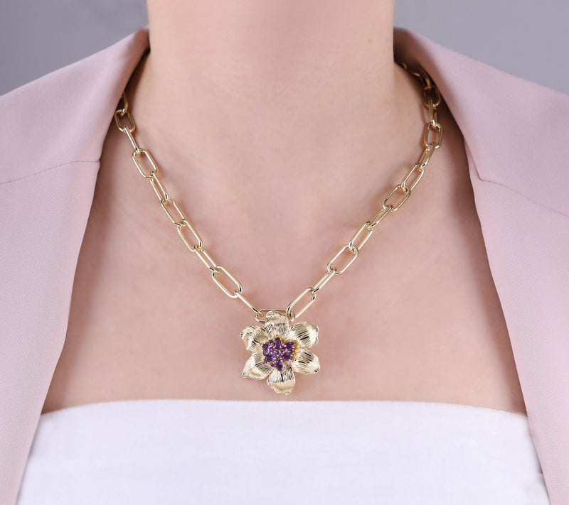 Ariva Sterling Silver Rhodolite Lily Pin Pendan t — View 6