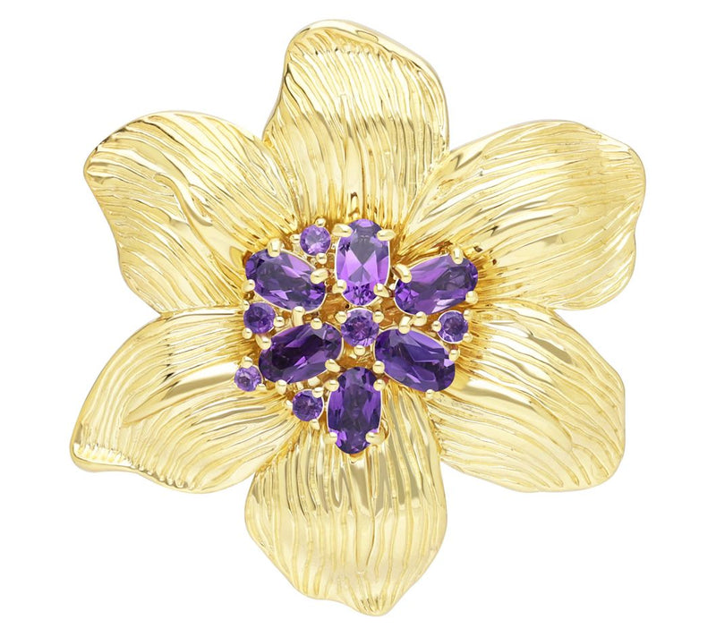 Ariva Sterling Silver Amethyst Lily Pin Pendant — View 10