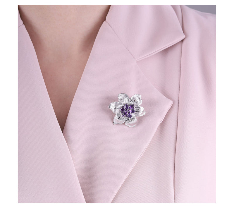 Ariva Sterling Silver Amethyst Lily Pin Pendant — View 5