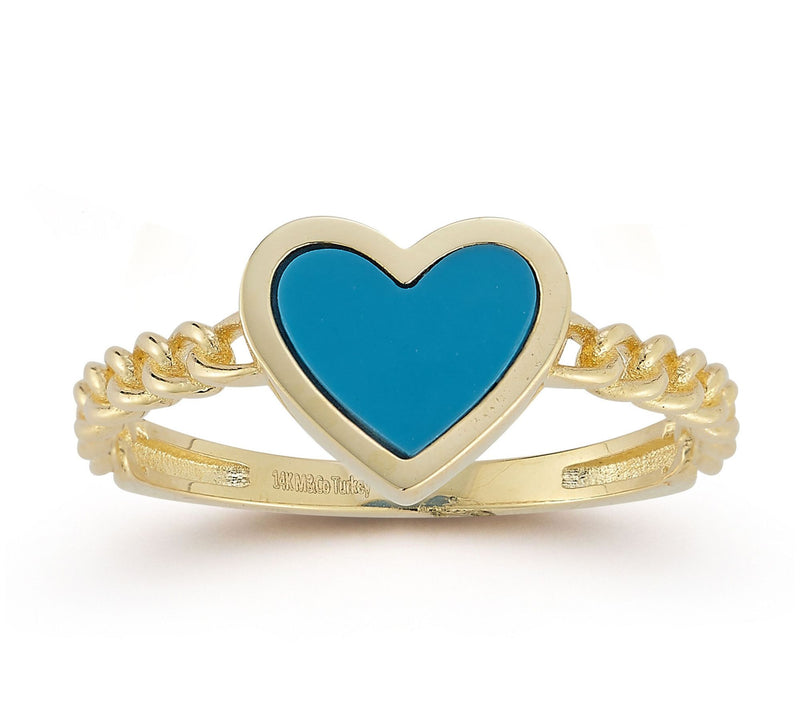 Luminosa Gold Gemstone Heart Curb Link Ring, 14K — View 9