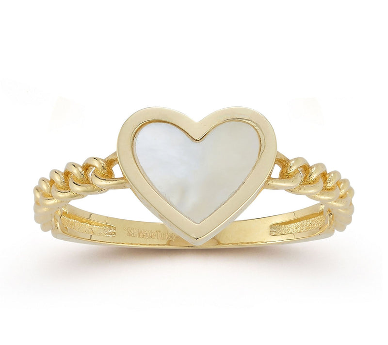 Luminosa Gold Gemstone Heart Curb Link Ring, 14K — View 10