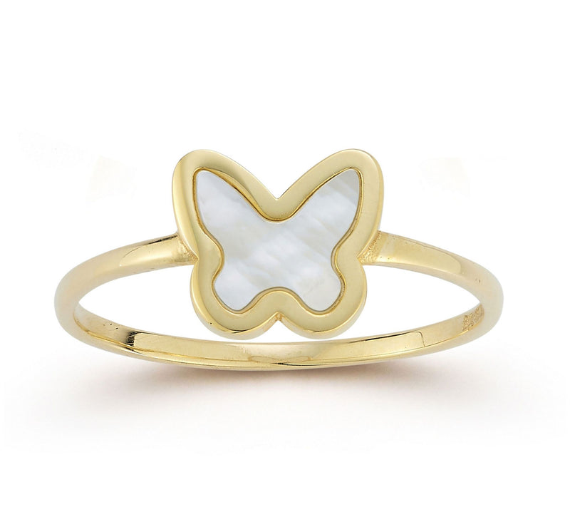 Luminosa Gold Flat Gemstone Butterfly Ring, 14K — View 11