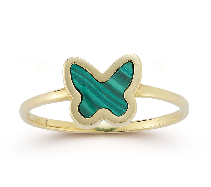 Luminosa Gold Flat Gemstone Butterfly Ring, 14K — View 12