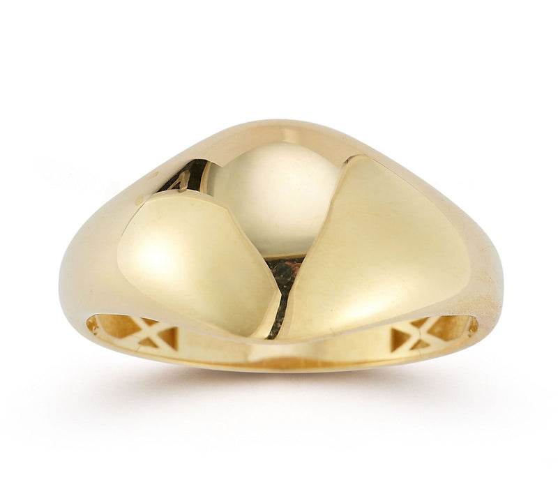 Luminosa Gold Puffed Oval Signet Ring, 14K — Main view