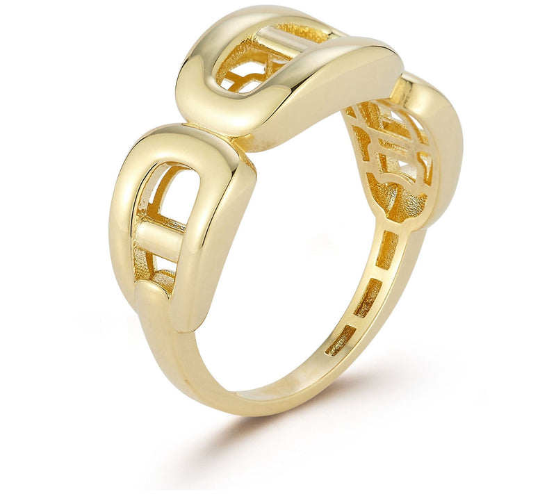 Luminosa Gold Triple Puffed Mariner Link Band Ring, 14K — View 2