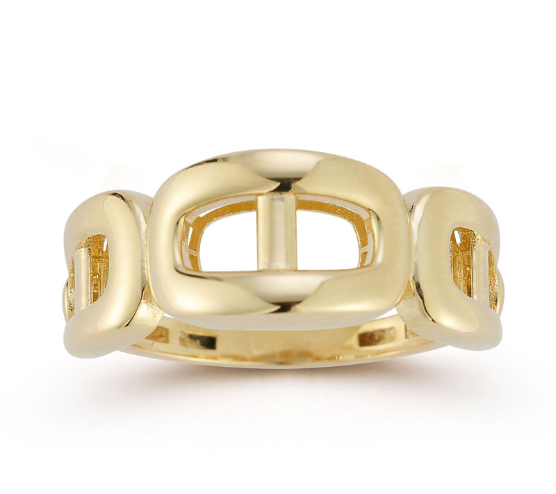 Luminosa Gold Triple Puffed Mariner Link Band Ring, 14K — View 7