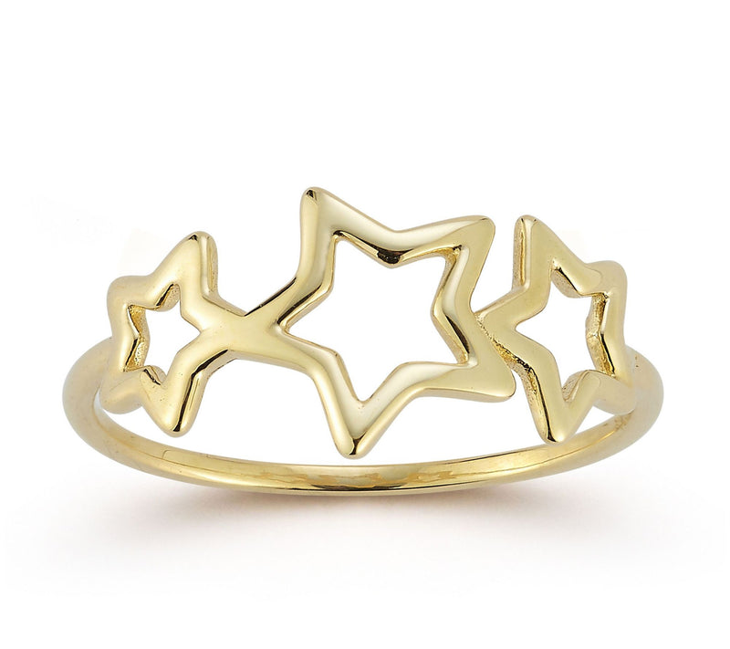 Luminosa Gold Triple Open Star Ring, 14K — Main view