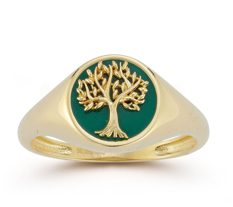 Luminosa Gold E namel Tree of L ife Signet Ring , 14K — View 7