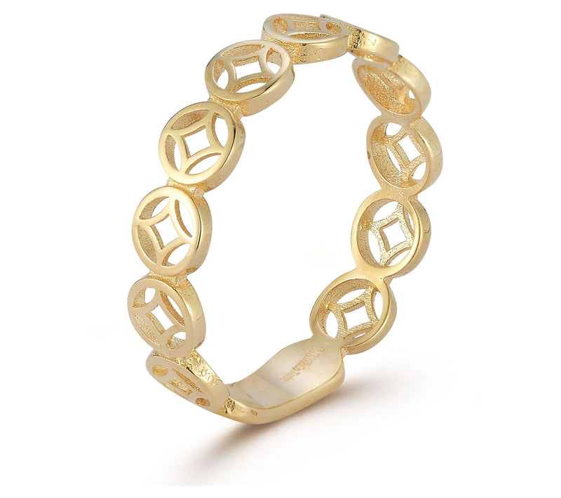 Luminosa Gold Open Work Geometric Band Ring, 14K — View 2