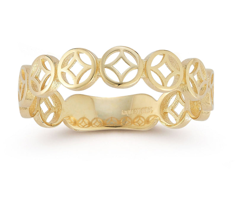 Luminosa Gold Open Work Geometric Band Ring, 14K — Main view