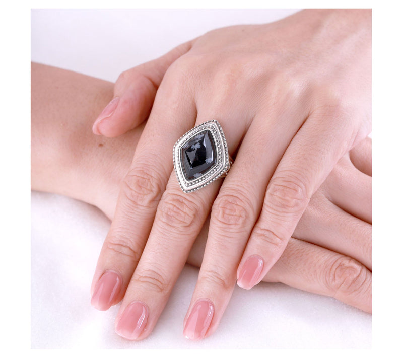 Elyse Ryan Sterling Silver Snowflake SugarloafRing — View 3
