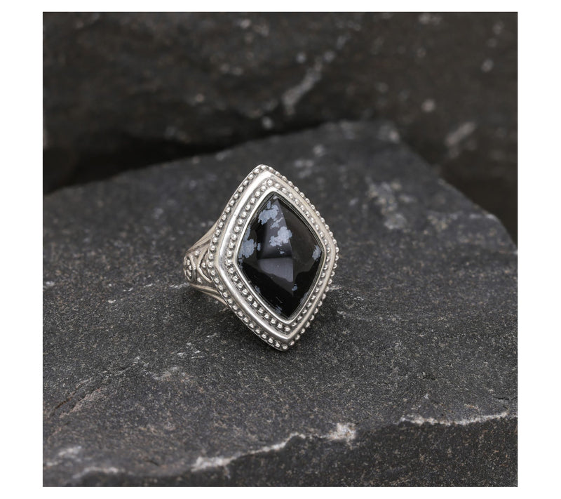 Elyse Ryan Sterling Silver Snowflake SugarloafRing — View 2