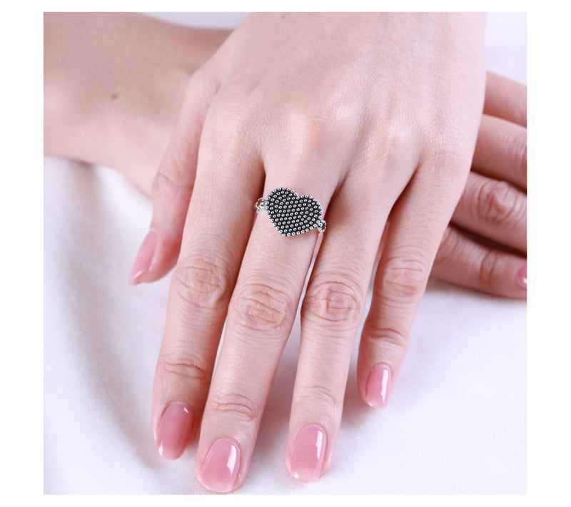 Elyse Ryan Sterling Bead Texture & Garnet HeartRing — View 6