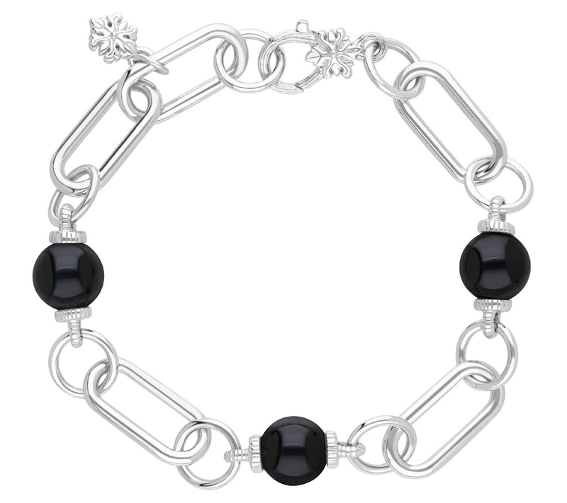 Ariva Sterling Silver Paperclip Link Gemstone Bead Bracelet — Main view