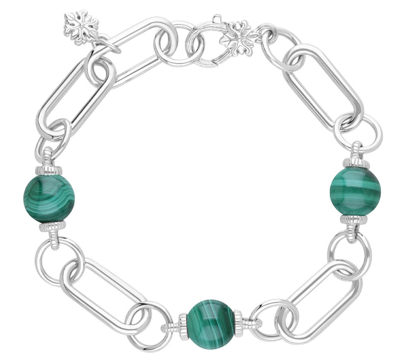 Ariva Sterling Paperclip Link Gemstone Bead Bracelet — View 9